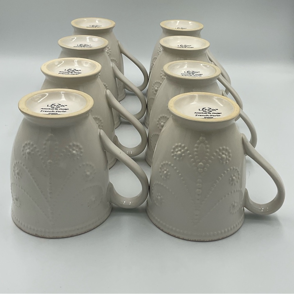 Lenox French Pearl White Coffee Mugs Set of 8 - Picture 7 of 8
